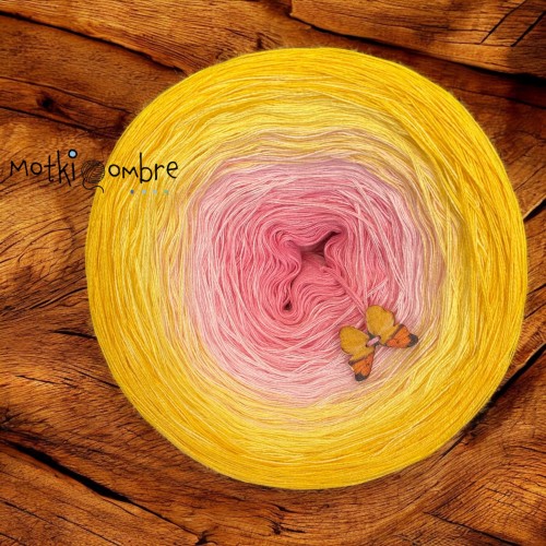 Motek Ombre bawełna/akryl BA 491 (róż , baby rosę,jasny żółty , słoneczny żółty )