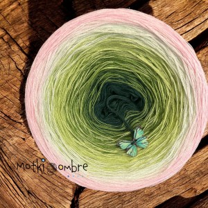 Motek Ombre bawełna/akryl BA  493 ( butelkowa zieleń / paproć  / groszek / baby rosę ) 