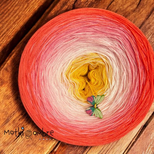 Motek Ombre bawełna/akryl  ba 497 ( słoneczny żółty / jasny róż /baby rose / Róż /koral /