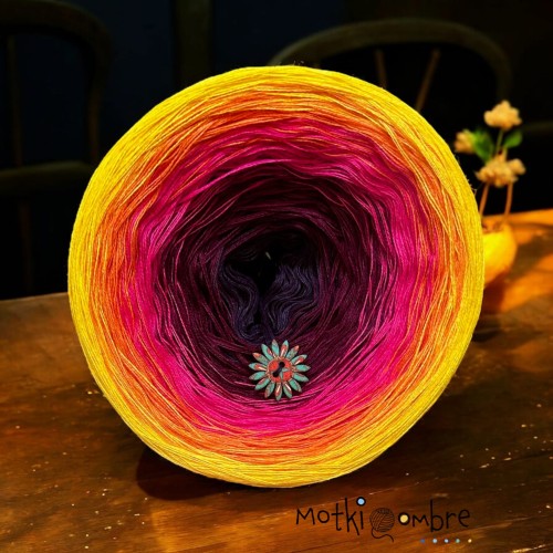 Motek Ombre bawełna/akryl  ba 501 ( c. Fiolet/jezyna/hot pink /mango/żółty słonecznik ) 