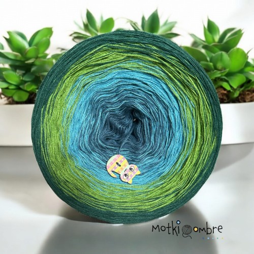 Motek Ombre bawełna/akryl  ba 502 (petrol/j.petrol/paproc /butelkowa zieleń )