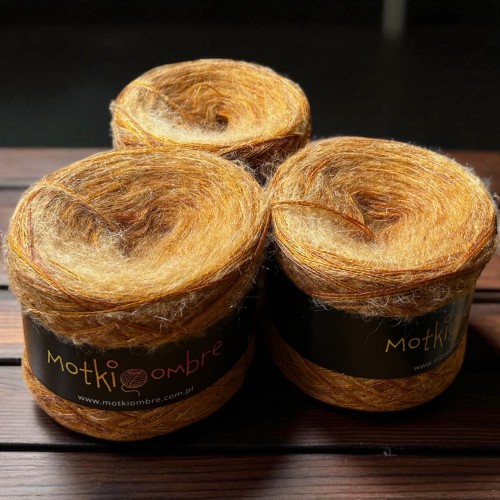 Włóczka na sweter ZS 27 z moherem MUSZTARDOWY  ciemny 1200 m