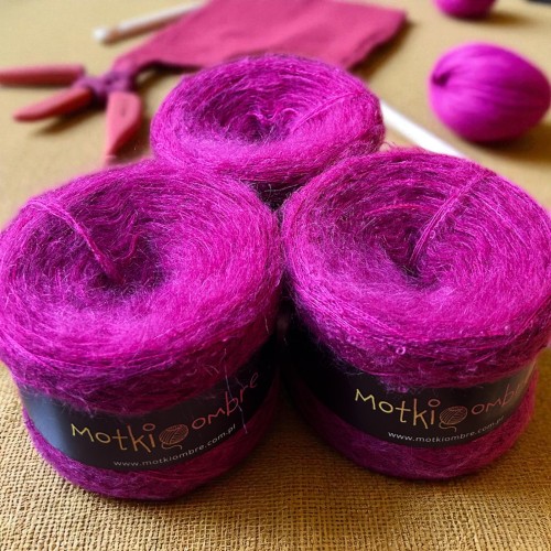 Włóczka na sweter ZS36 merino/akryl+moher + boucle FUKSJA 