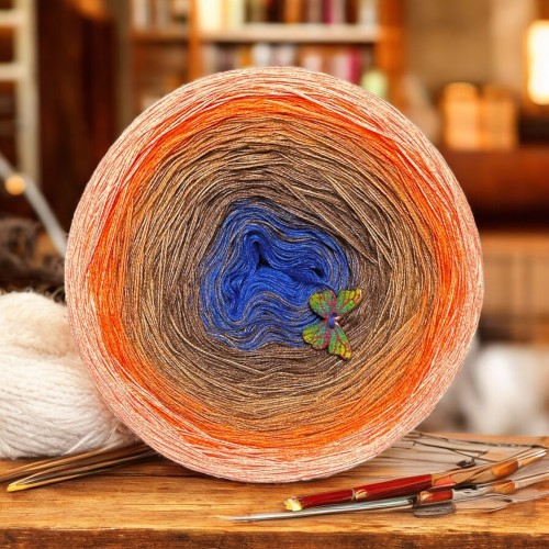 Motek Ombre bawełna/akryl  ba 509 ( lazur/ orzech / mokka /mango/brzoskwinia )