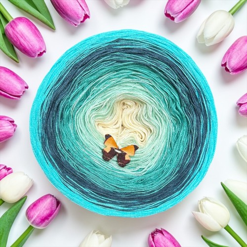 Motek Ombre bawełna/akryl  ba 515 ( ecru/pistacja/opal/petrol/riviera)