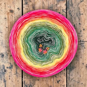 Motek Ombre bawełna/akryl  BA 519( butelkowa zieleń/ klon / paproć /jasny żółty /mango /j.czerwony/hot pink  + biała nitka )  