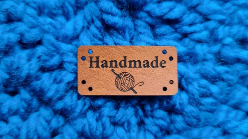 Naszywka Handmade kłębek 1 szt-brąz