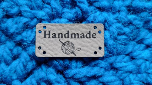 Naszywka Handmade -kłębek 1  szt -taupe