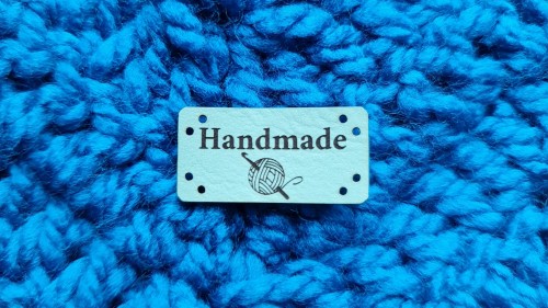 Naszywka Handmade -kłębek 1 szt niebieski