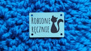 Naszywka ROBIONE RĘCZNIE -kot 1 szt niebieski