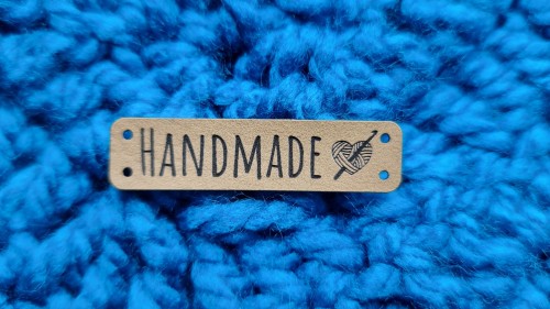 Naszywka Handmade -serce 1 szt taupe