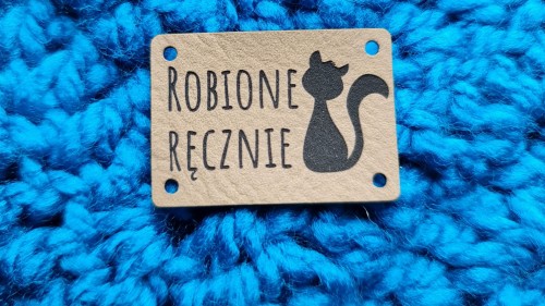 Naszywka ROBIONE RĘCZNIE kot 1 szt jasny brąz