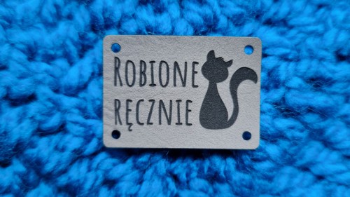 Naszywka ROBIONE RĘCZNIE kot 1 szt taupe