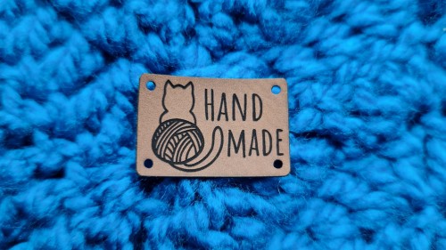 Naszywka HANDMADE kot 1 szt brąz 