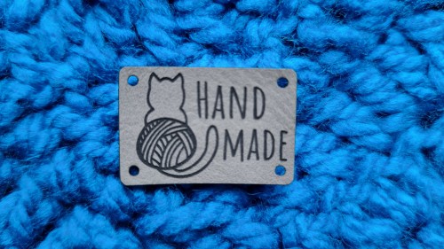 Naszywka HANDMADE kot 1 szt taupe  