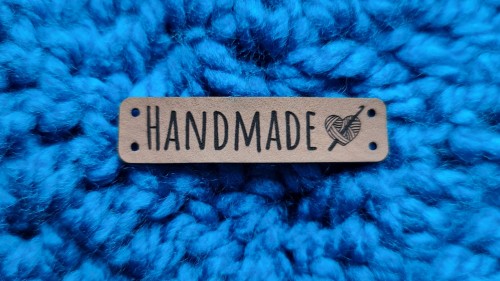 Naszywka HANDMADE serce 1 szt c.brąz