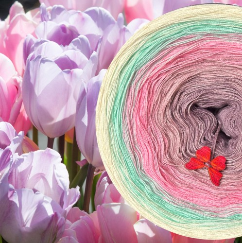 Motek Ombre bawełna/akryl BA 452 (violet/pudrowy róż/róż/pistacja/ecru)