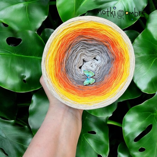 Motek Ombre bawełna/akryl BA 474 (jasny szary/szary/mango/słoneczny żółty/zimny beż)